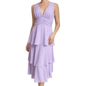 LULUS Lavender Tiered Ruffle Sleeveless‎ V-Neck Formal Midi Dress NWT Size XL